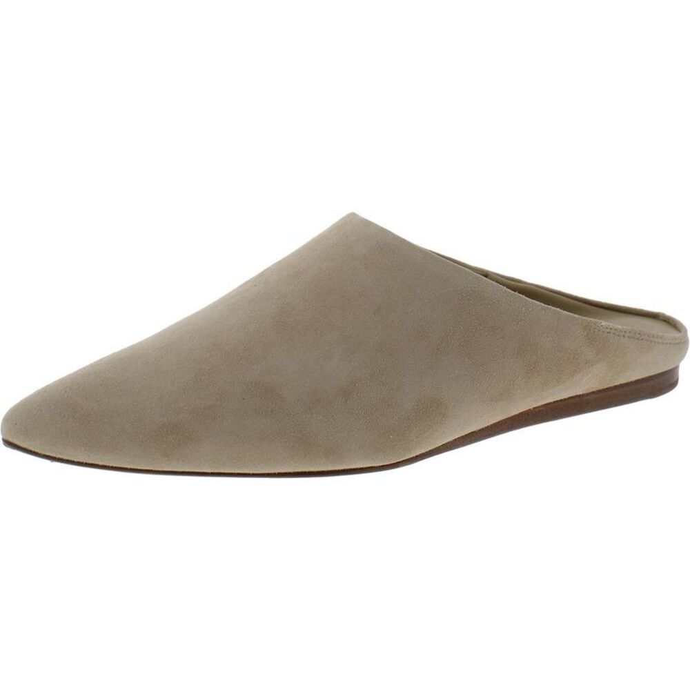 Vince Womens Cay Taupe Suede Pointed Toe Slip On Mules